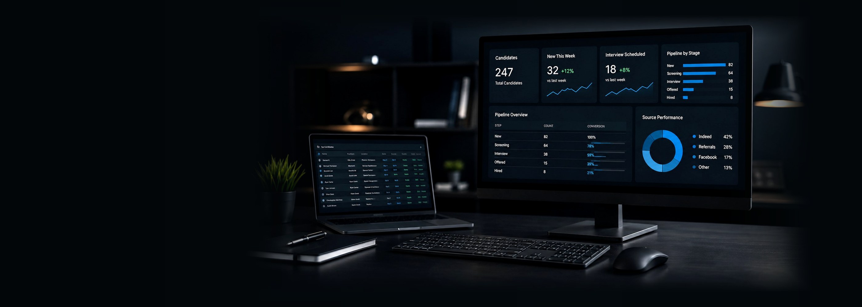 Milad Yousif recruiting systems dashboard showing candidate pipeline visibility, source performance, follow up, and hiring stages